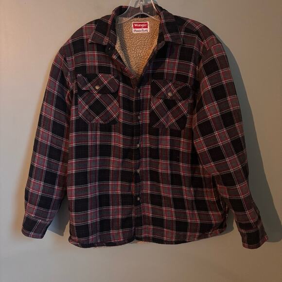 Wrangler Fleece Line Plaid Button Down Jacket Shacket - Picture 1 of 4